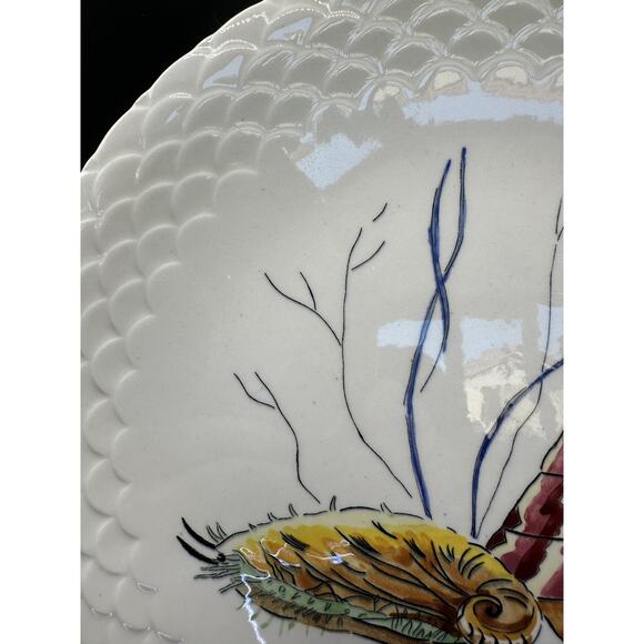 GIEN Grands Crustaces #6 Crab w/Shell Hand Painted Faience 10" Plate France 1961 - Picture 5 of 8
